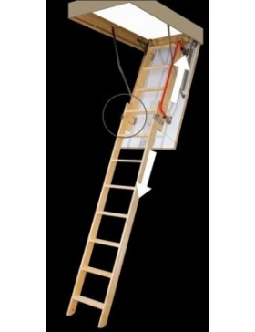 70x140 cm (patalpos aukštis H iki 280 cm) Sustumiami segmentiniai palėpės laiptai LDK - medinėmis kopėčiomis 