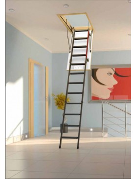60x120 cm (patalpos aukštis H iki 280 cm) Sudedami segmentiniai palėpės laiptai su metalinėmis kopėčiomis LML Lux