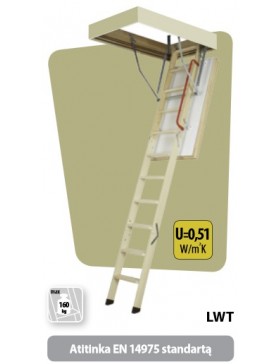 70x140 cm (patalpos aukštis H iki 280 cm) Ypatingai šilti palėpės laiptai LWT