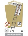 60x120 cm (patalpos aukštis H iki 280 cm) Sudedami segmentiniai palėpės laiptai su metalinėmis kopėčiomis LMF